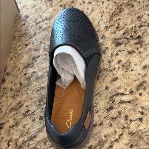 Clarks Magnolia Aster Black Leather Loafers